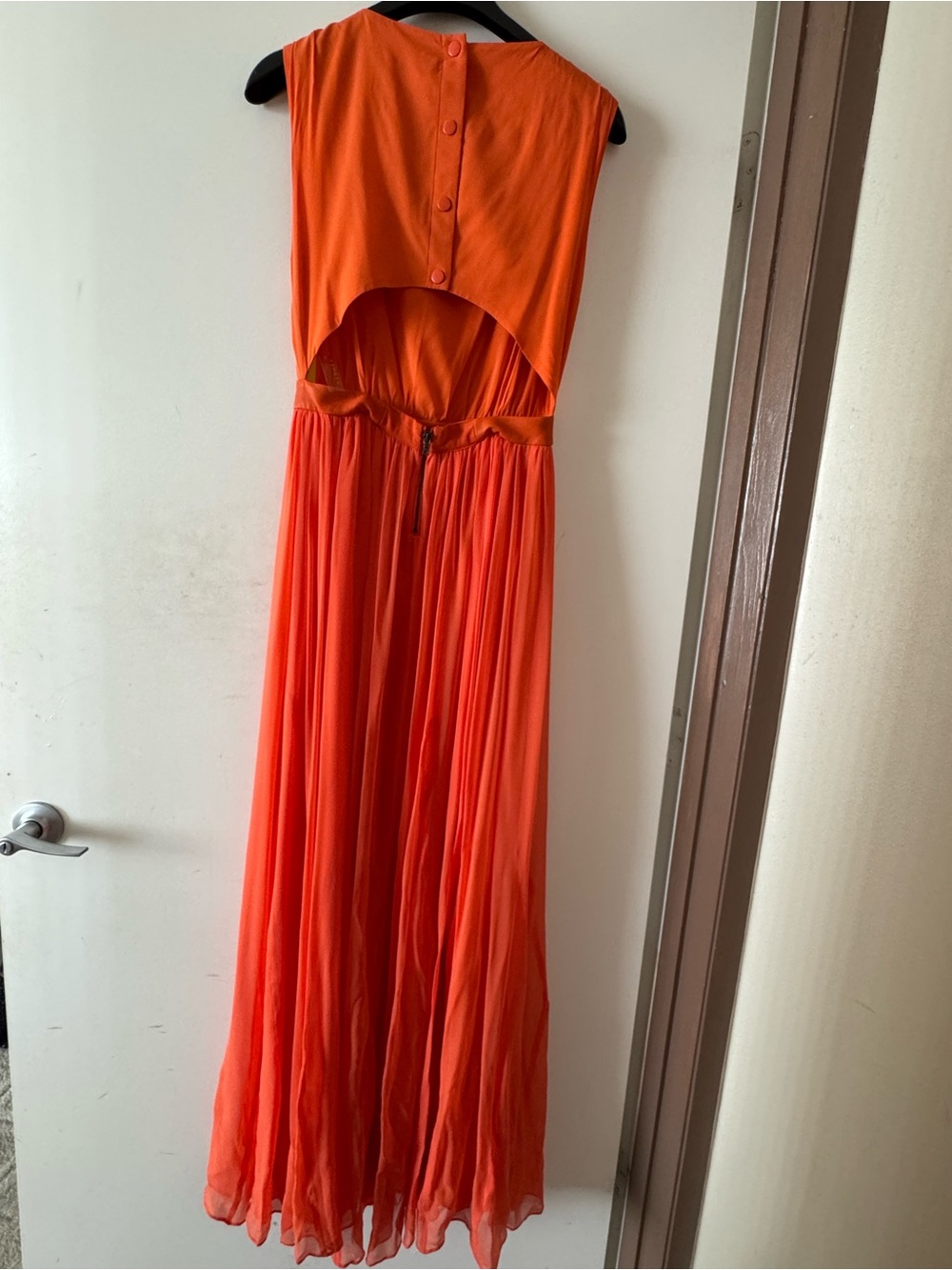 Alice+Olivia by Stacey Bendet Leather Waist Soft Orange Maxi Dress/ Gown/6/NWT - Picture 15 of 17